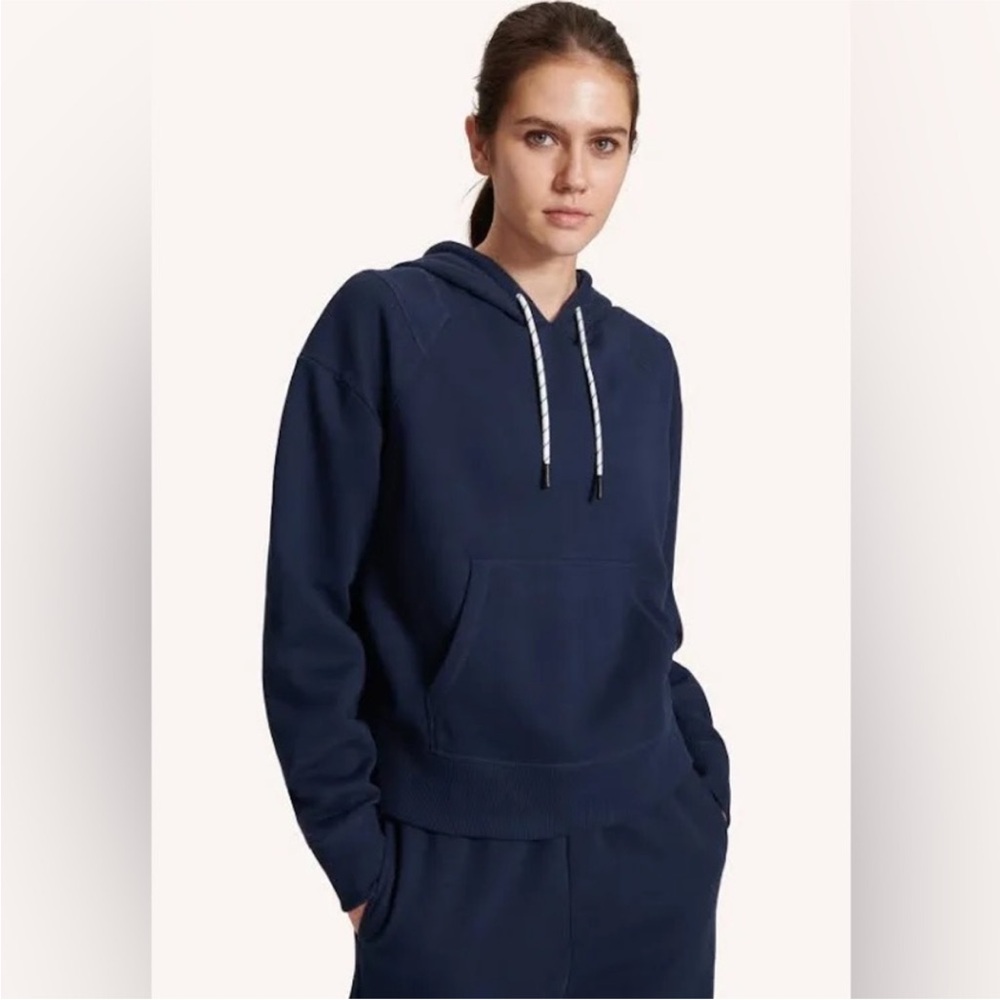 Peloton Rib Insert Pullover Hoodie Sweatshirt in Navy Blue Medium - Picture 2 of 13